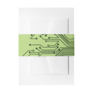 Green Computer Circuit Board Mitzvah Invitation Belly Band