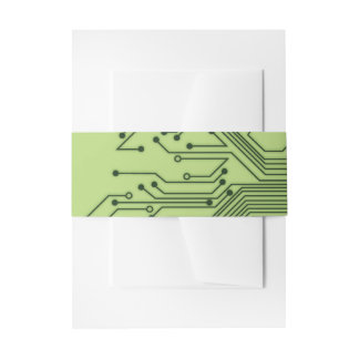 Green Computer Circuit Board Mitzvah Invitation Invitation Belly Band