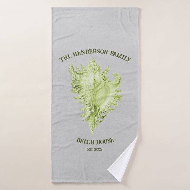 Green Conch Shell Bath Towel Set (Bath Towel)