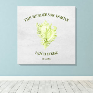 Green Conch Shell Canvas Print