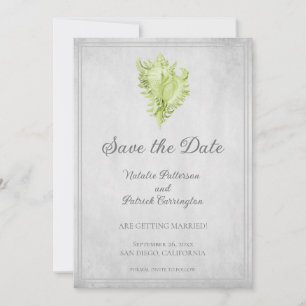 Green Conch Shell Save the Date Invite