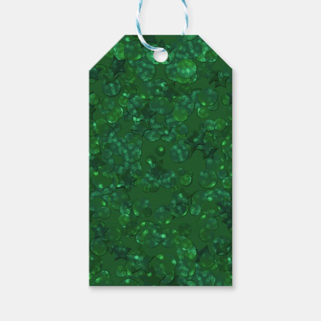 Green, confetti, glitter gift tags (Front)