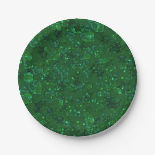 Green, confetti, glitter paper plate