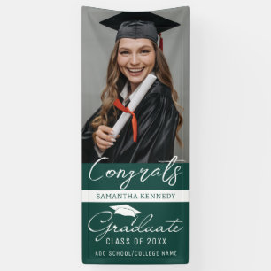 Green Congrats Grad Photo Vertical Graduation Banner