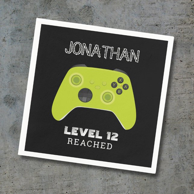 GREEN CONTROLLER GAMER LEVEL UP FAVOR BAG NAPKIN (Creator Uploaded)