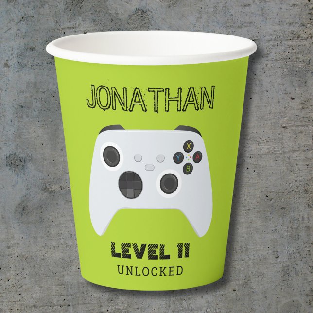 GREEN CONTROLLER GAMER LEVEL UP PAPER CUPS (Creator Uploaded)