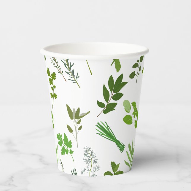 Green Cooking Culinary Garden Herbs  Paper Cups (Front)