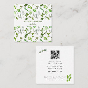 Green Cooking Culinary Garden Herbs QR Code Square Business Card