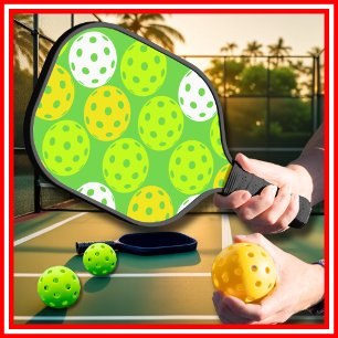 Green Cool Modern Cute Trendy Balls Pickleball Paddle
