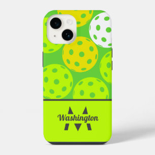 Green Cool Modern Monogrammed iPhone 14 Case