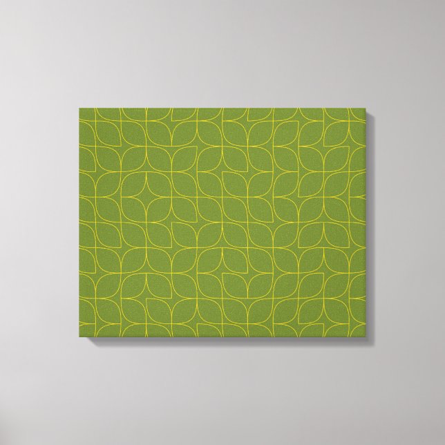 Green, cool, trendy, playful leaf abstraction canvas print (Front)