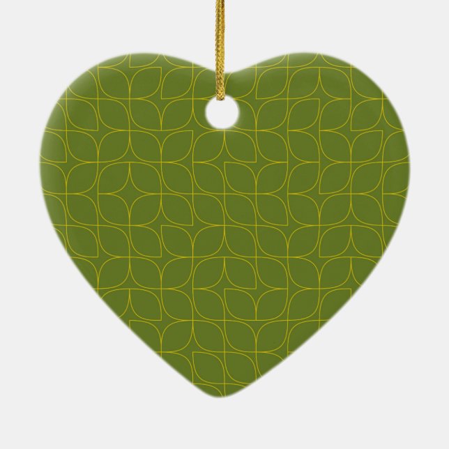 Green, cool, trendy, playful leaf abstraction ceramic tree decoration (Back)