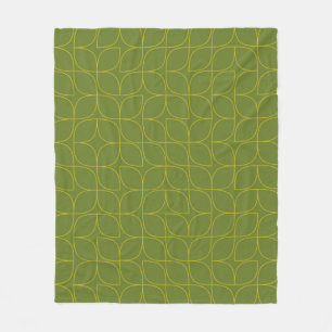 Green, cool, trendy, playful leaf abstraction fleece blanket