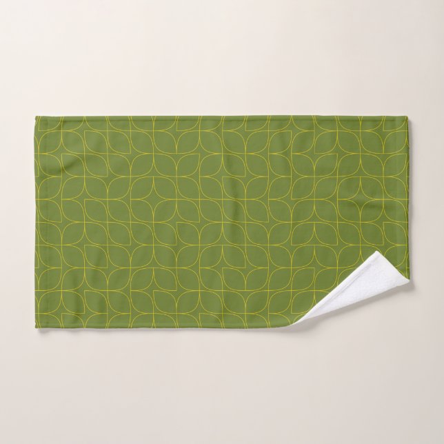 Green, cool, trendy, playful leaf abstraction hand towel (Hand Towel)