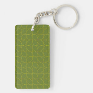 Green, cool, trendy, playful leaf abstraction key ring