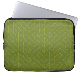 Green, cool, trendy, playful leaf abstraction laptop sleeve