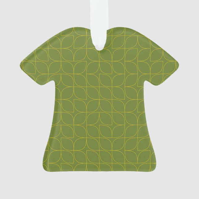 Green, cool, trendy, playful leaf abstraction ornament (Back)