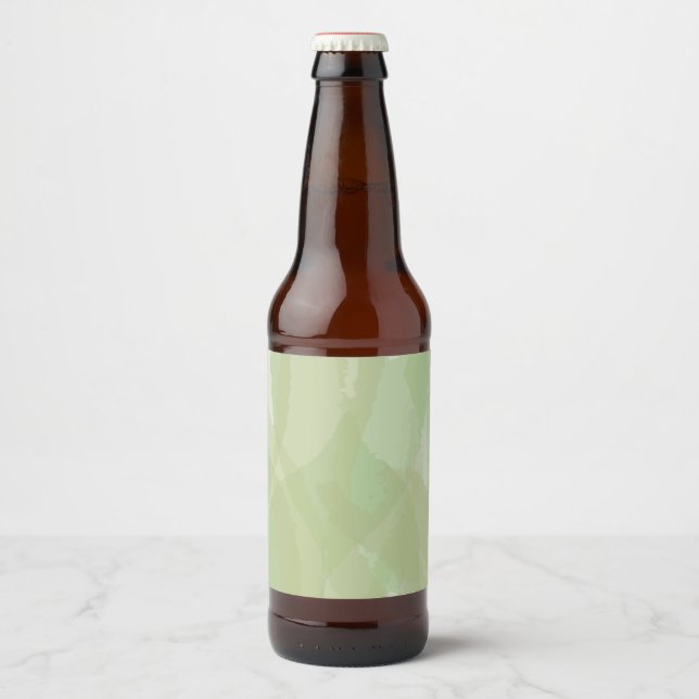 Green, cool, trendy watercolor abstract pattern beer bottle label (Front)