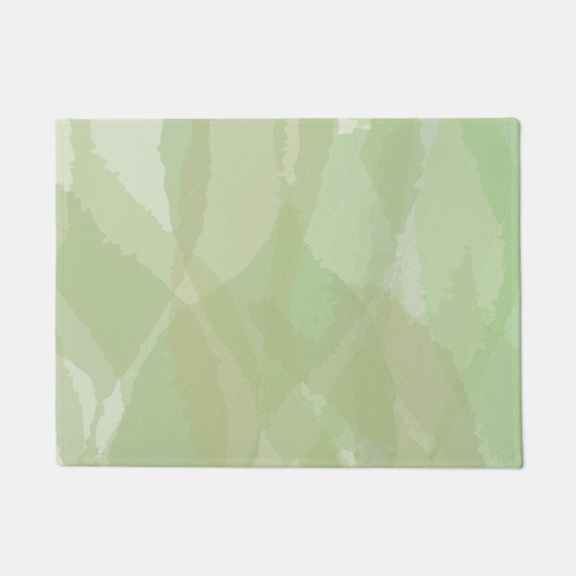 Green, cool, trendy watercolor abstract pattern doormat (Front)