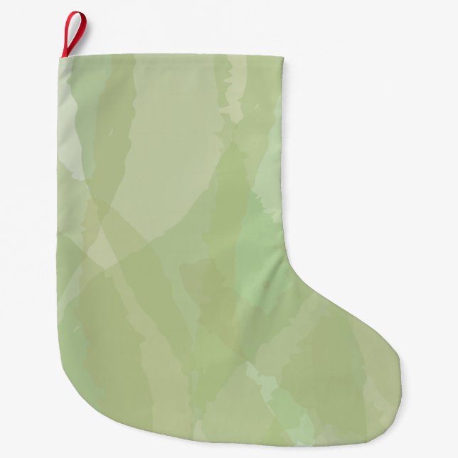 Green, cool, trendy watercolor abstract pattern large christmas stocking (Front)