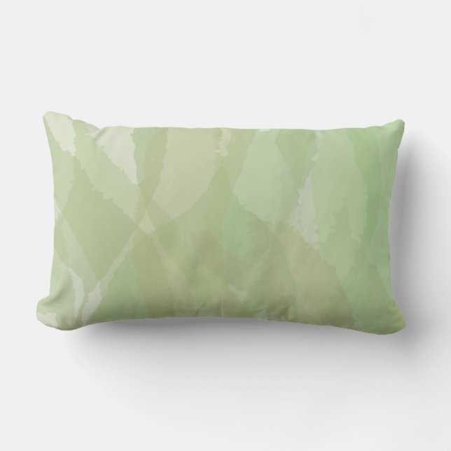 Green, cool, trendy watercolor abstract pattern lumbar cushion (Front)