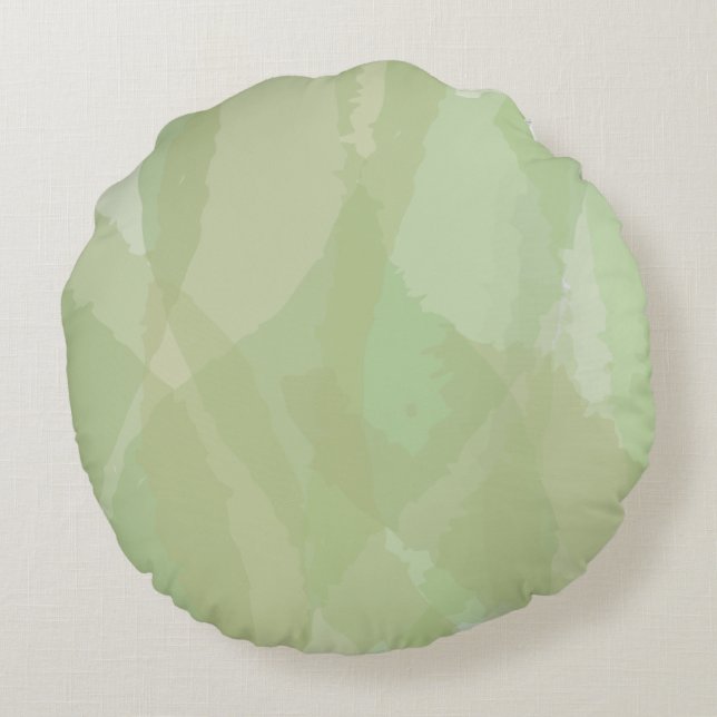 Green, cool, trendy watercolor abstract pattern round cushion (Back)