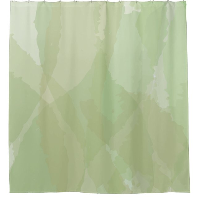 Green, cool, trendy watercolor abstract pattern shower curtain (Front)