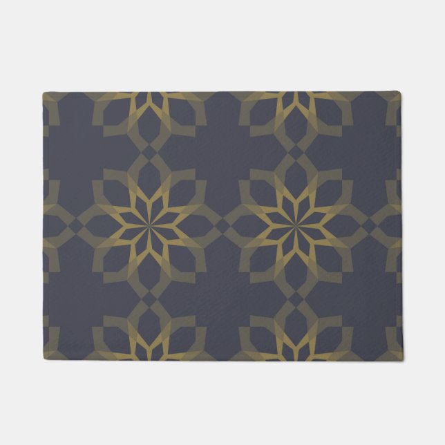 Green, cool, unique, trendy flower abstraction doormat (Front)