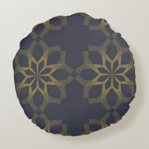 Green, cool, unique, trendy flower abstraction round cushion
