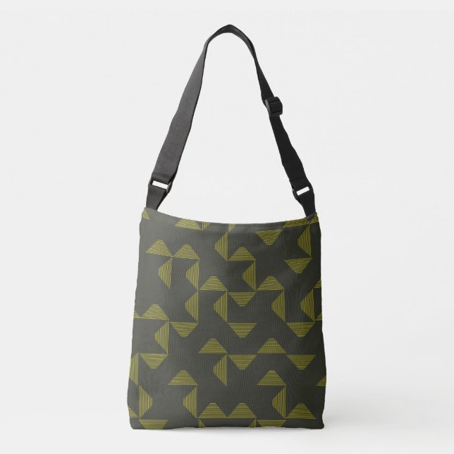 Green, cool, unique, trendy triangles pattern crossbody bag (Front)