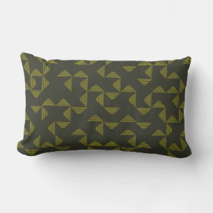 Green, cool, unique, trendy triangles pattern lumbar cushion