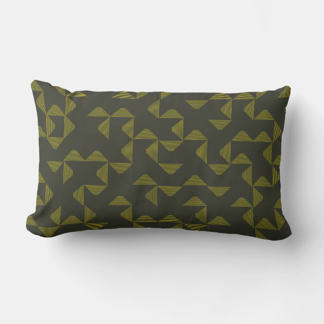 Green, cool, unique, trendy triangles pattern lumbar cushion (Front)