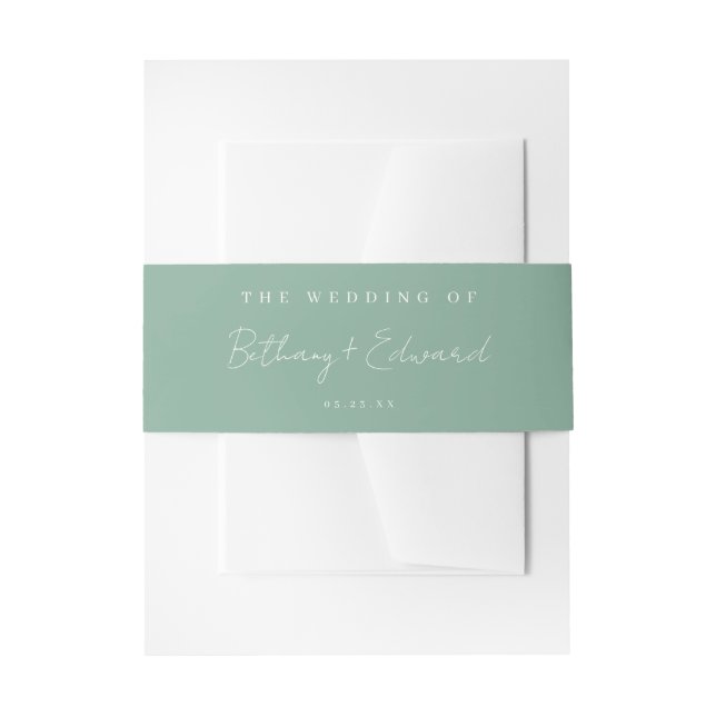 Green Coordinate Wedding Invitation Belly Band (Front Example)
