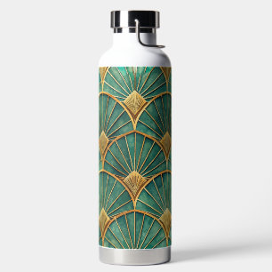 GREEN & COPPER ART DECO PATTERNS WATER BOTTLE