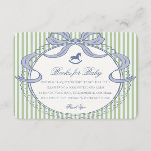 Green Coquette Bow Rocking Horse Books for Baby Enclosure Card