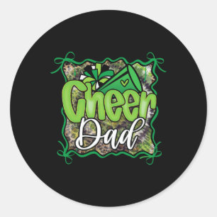 Green Coquette Cheer Dad Cheerleading Pom Megaphon Classic Round Sticker