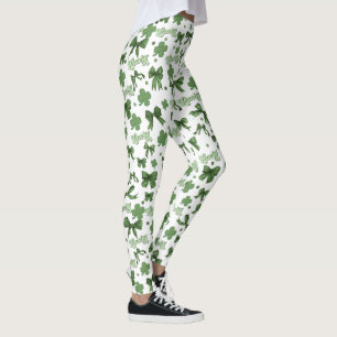 Green Coquette Lucky St Patrick's Day Pattern Leggings