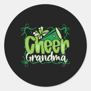 Green Coquette Pom Poms Bow Cheer Grandma G-ma Che Classic Round Sticker