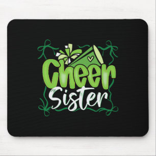 Green Coquette Pom Poms Bow Cheer Sister Cheerlead Mouse Pad