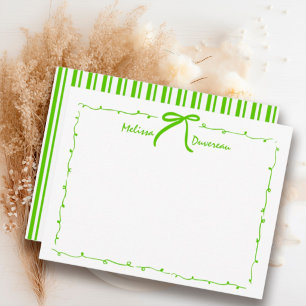 Green Coquette Preppy Doodle Bow Tween/Teen Girl Card