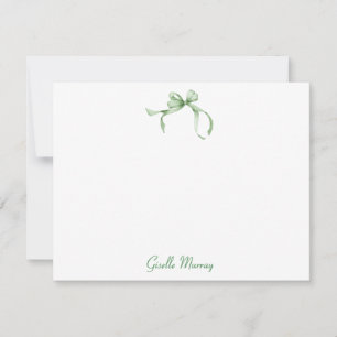 Green Coquette Ribbon Personalized Note Cards