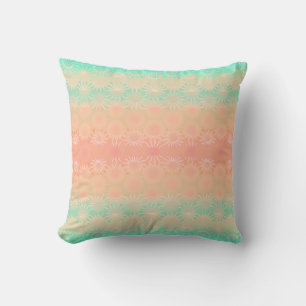 Green, Coral and Peach Geometric Throw Pillow