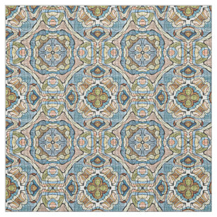 Green Coral Orange Blue Bali Batik Style Pattern Fabric