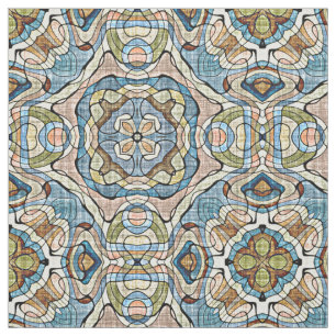 Green Coral Orange Blue Bali Batik Style Pattern Fabric