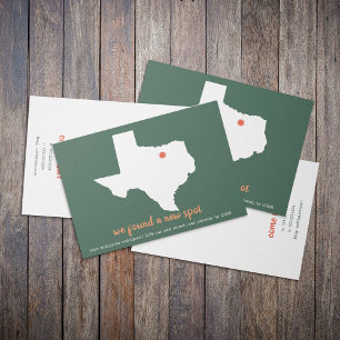 Green & Coral We Found a New Spot - Texas Moving Announcement