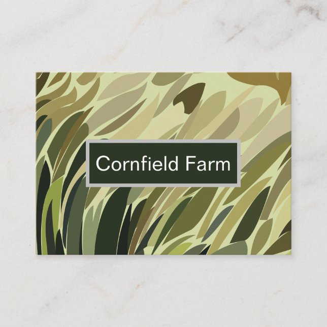 Green Cornfield Plant Nature Pattern Business Card (Front)