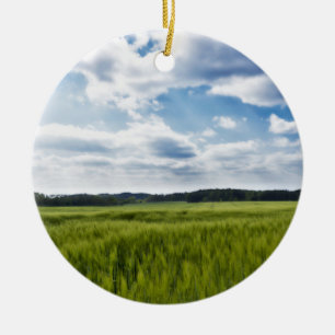 Green Cornfields and Blue Skies Ceramic Tree Decoration