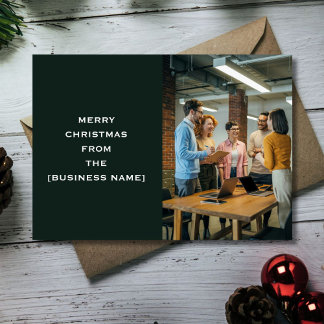 Green Corporate Business Christmas Card With Logo