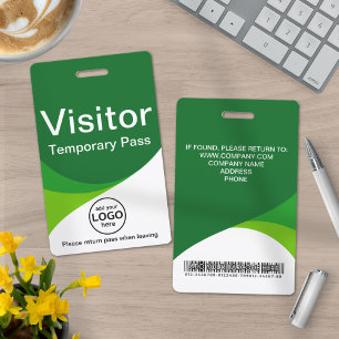 Green Corporate Visitor Pass ID Barcode Badge