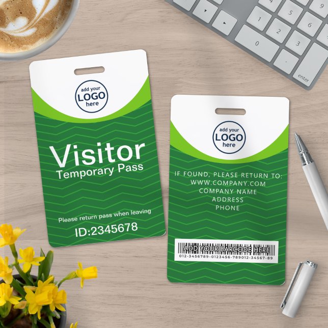 Green Corporate Visitor Pass ID Barcode Badge ID Badge (Creator Uploaded)